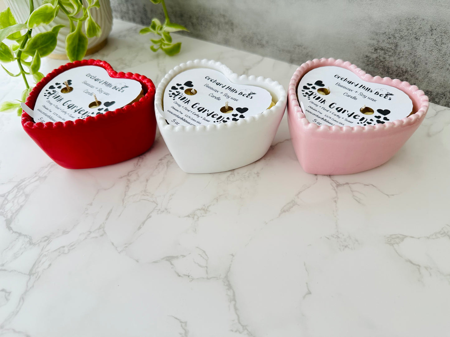 Heart Ramekin Pink Garden Candle