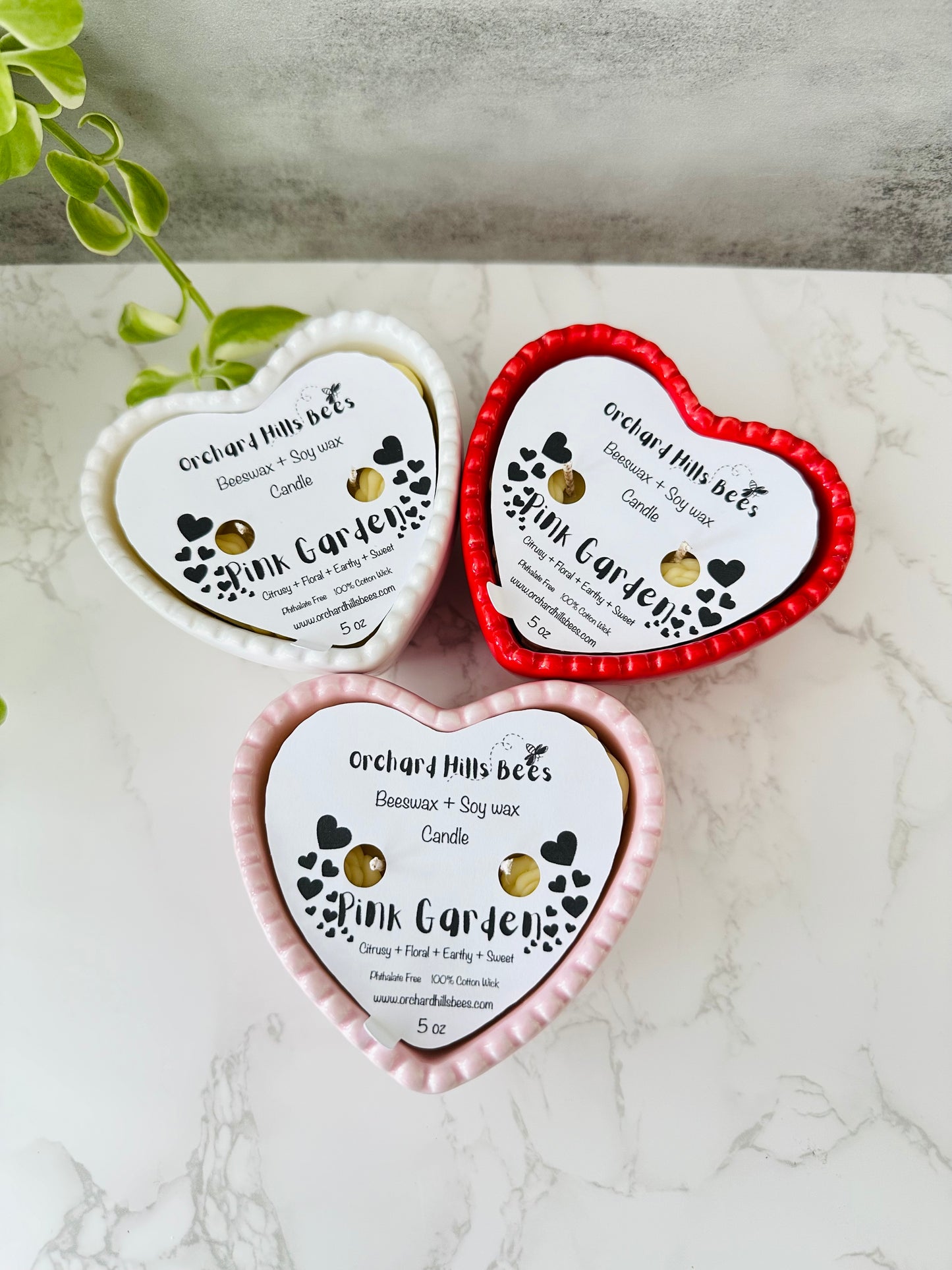 Heart Ramekin Pink Garden Candle